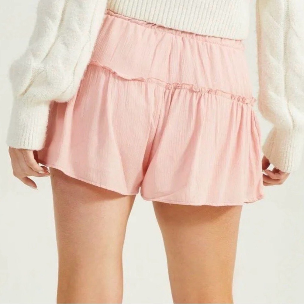 Altar'd State Blush Tiered Mini Skirt - Picture 2 of 9